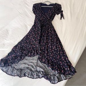 Francesca’s Collection Navy Floral Summer Maxi Wrap Dress